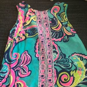 lilly pulitzer silk top with gold buttons